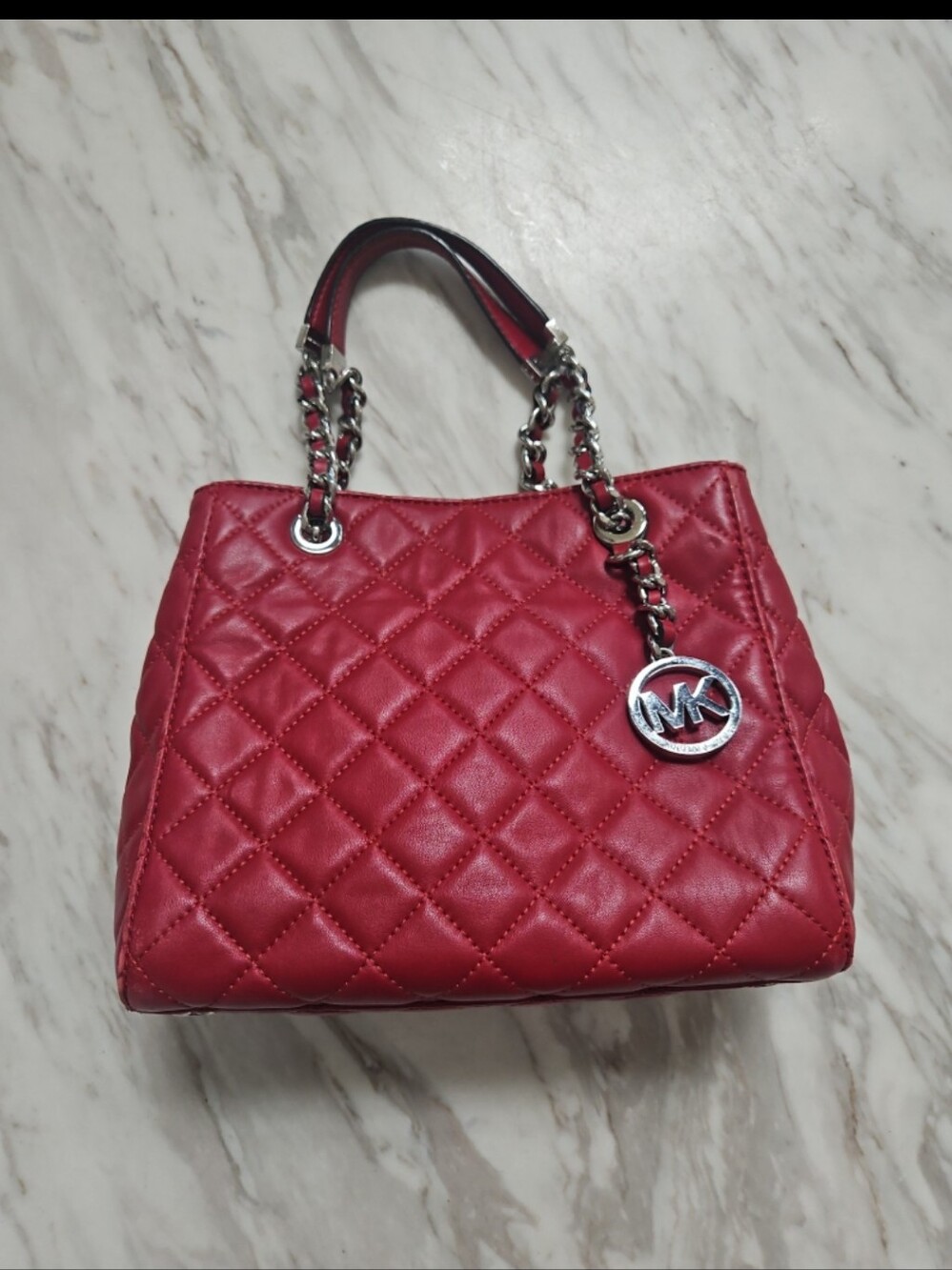 Michael Kors Red Quilted Chain-Handle Shoulder Bag